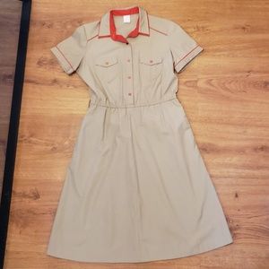 Vintage red and khaki dress 1960s